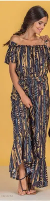 Paul Brial: Purple Cactus Cold Shoulder Ruffle Maxi Dress (2 Left!)
