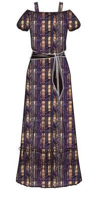 Paul Brial: Purple Cactus Cold Shoulder Ruffle Maxi Dress (2 Left!)
