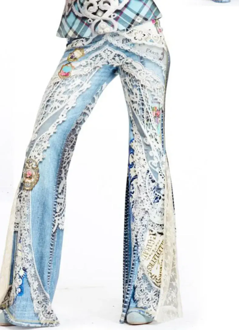 IPNG: Antique Jewels Ribboned Lace Illusion Flare Pant