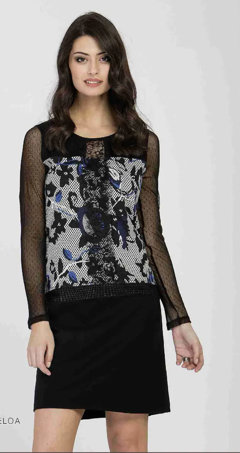 Maloka: Jacquard Flower Mixed Media Dress
