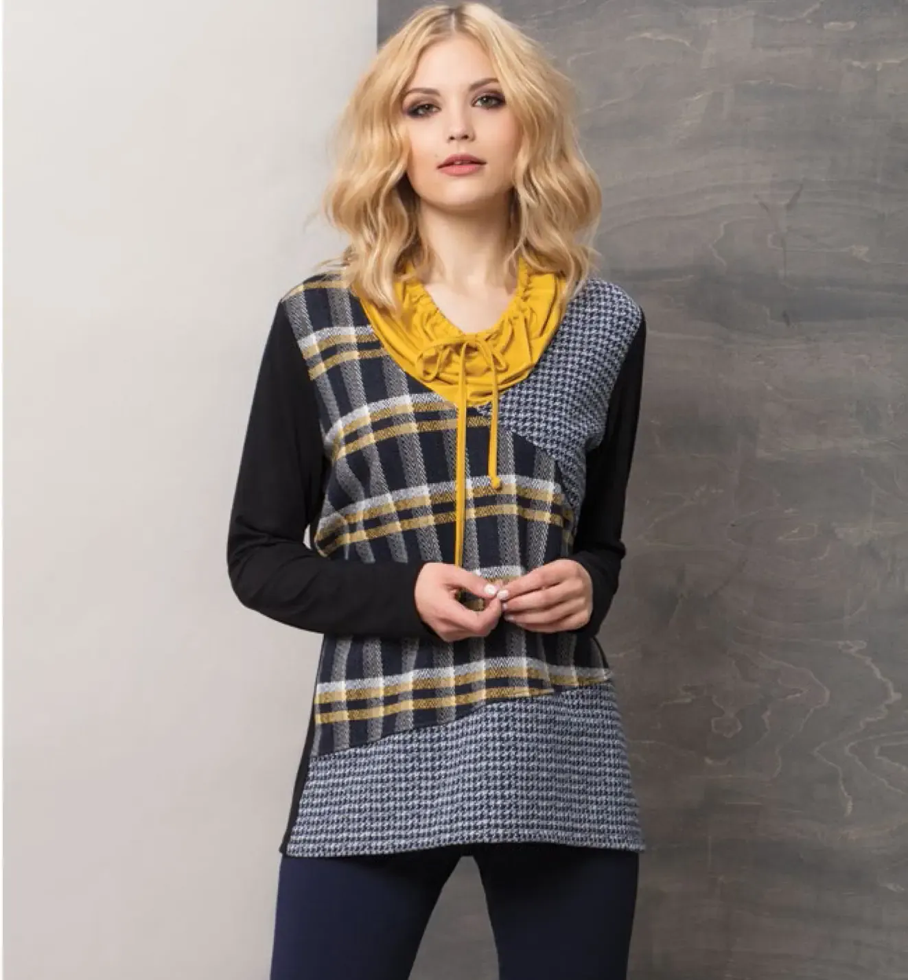 Maloka: Midnight Lemon Plaid Pieced Tunic (1 Left!)