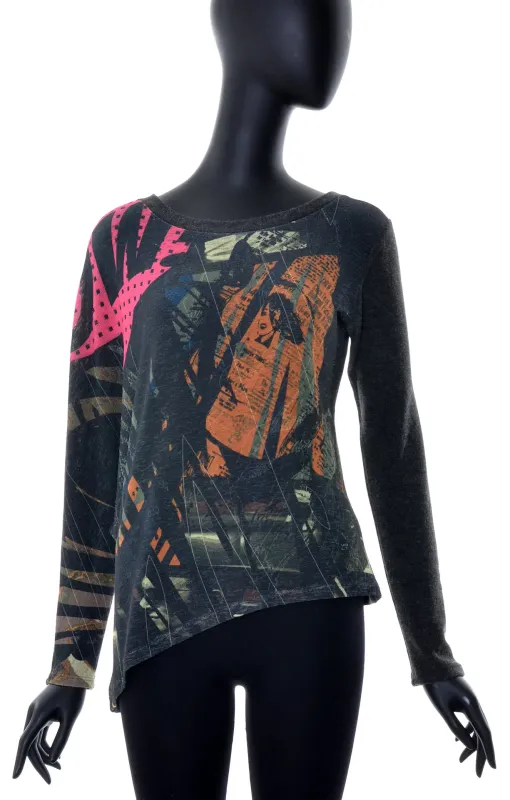 Volt Design: Wow Lady Optical Illusion Art Asymmetrical Tunic