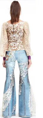 IPNG: Antique Jewels Ribboned Puff Sleeve Illusion Top