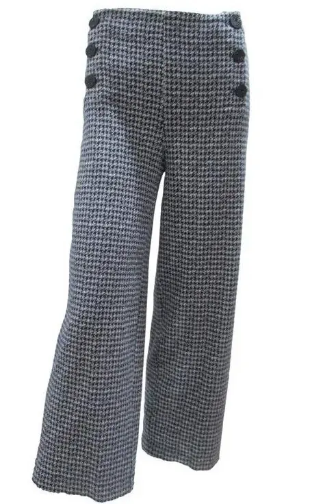 Maloka: Midnight Blue Jacquard Wide Leg Pant