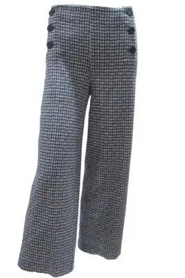 Maloka: Midnight Blue Jacquard Wide Leg Pant