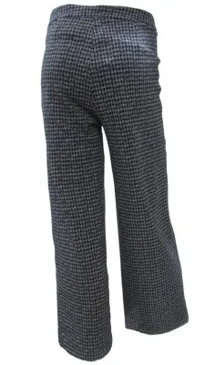 Maloka: Midnight Blue Jacquard Wide Leg Pant