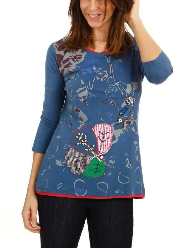 S'Quise Paris: Wildflower Patchwork &amp; Color Block  Hem Tunic