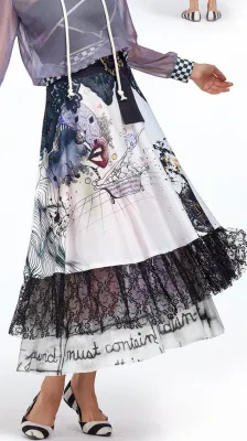 IPNG: Love Me Black High Waisted Bejeweled Illusion Maxi Skirt