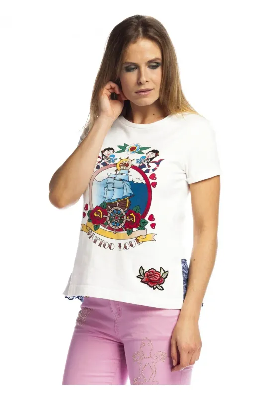 Rosalita McGee: Sailor Art Rose Tatt Cotton Top (2 Left!)