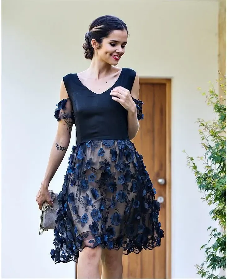 Paul Brial: Blue Rose Petal Cold Shoulder Cocktail Dress (1 Left!)