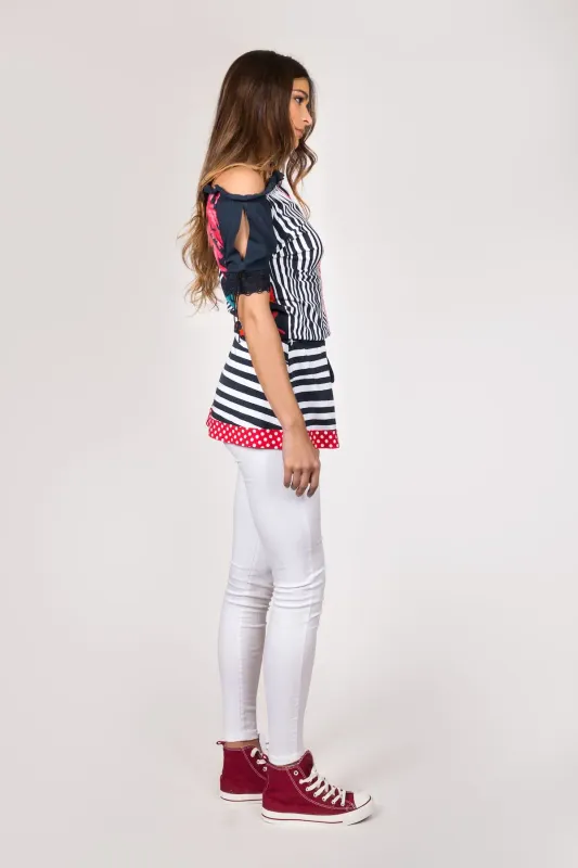 Shoklett Spain: Pink Coral Cotton Shoulder Cut Out Tied Tunic (1 Left!)