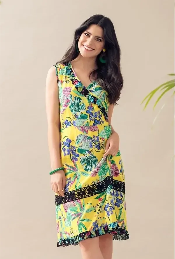 Maloka: Pink Eucalyptus Ruffled Midi Dress