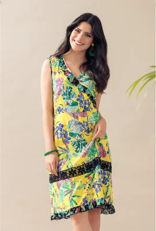 Maloka: Pink Eucalyptus Ruffled Midi Dress