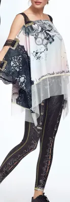 IPNG: Love Me Black BeJeweled Illusion Shawl Blouse Tunic