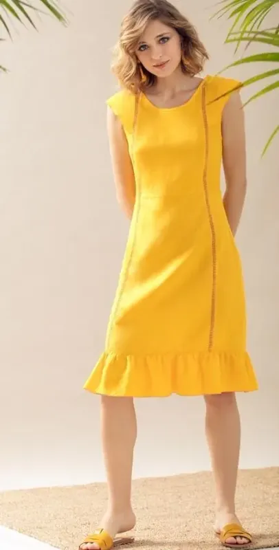 Maloka: Lovely Linen &amp; Ruffles Flared Dress