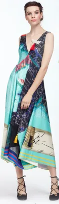 IPNG: The World At Your Paper Boat Trip Map Tasseled Illusion Gown (Some Ship Immed!)