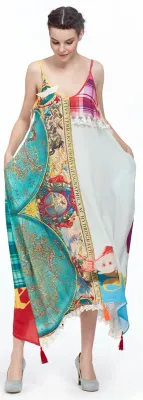 IPNG: The World At Your Paper Boat Trip Pocket Four Corners Maxi Dress