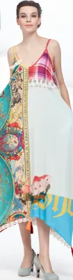 IPNG: The World At Your Paper Boat Trip Pocket Four Corners Maxi Dress