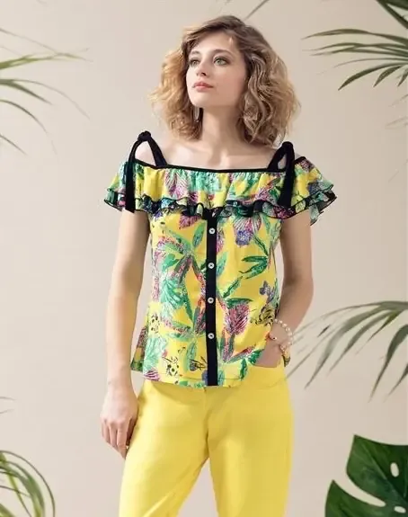 Maloka: Pink Eucalyptus Cold Shoulder Ruffles Top