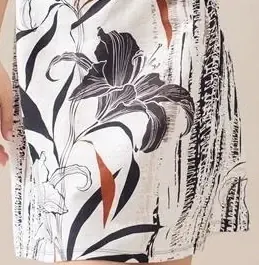 Maloka: Black Lily Sketch Art Colorblock Linen Midi Dress (1 Left!)