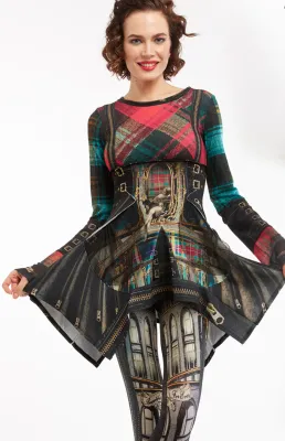 IPNG: Biker Chic Let It Snow Plaid Illusion Asymmetrical Tunic