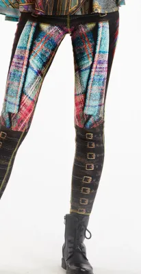 IPNG: Biker Chic Let It Snow Plaid Buckles Illusion Legging