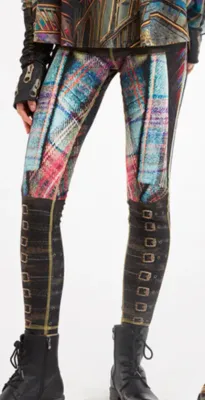 IPNG: Biker Chic Let It Snow Plaid Buckles Illusion Legging