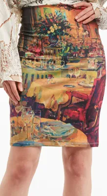 IPNG: Backwards Pink Living Room Illusion Poetic Layers Skirt