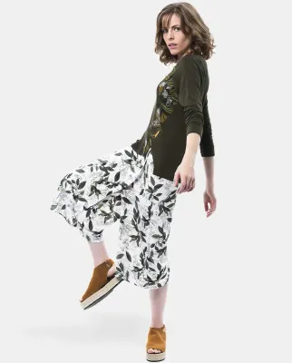 Mamatayoe: Olive Martini Falling Petals Asymmetrical Tunic