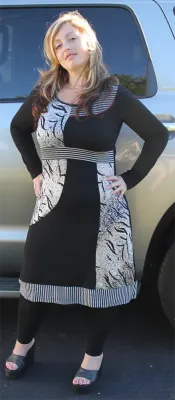 Dzhavael Couture Panther Striped Sweater Dress