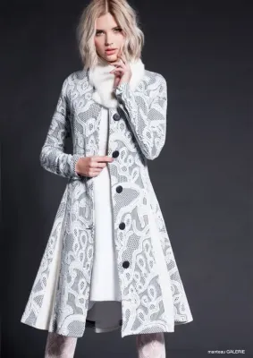 Maloka: White Diamond Jacquard Coat