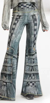 IPNG: Destructive Denim &amp; Knit Illusion Grand Familia Flare Pants