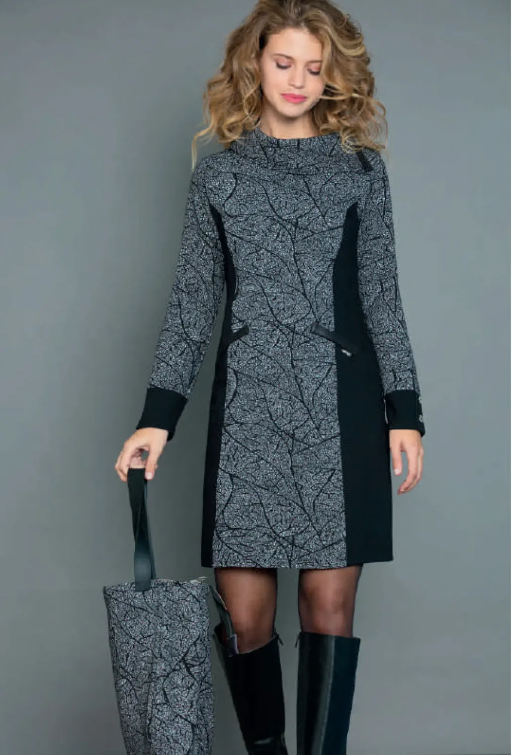 Maloka: Romantic Rainstorm Jacquard Contrast Midi Dress