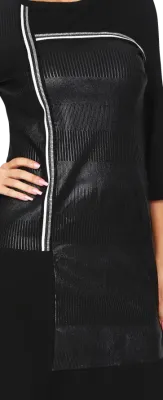 S'Quise Paris: Cropped Sleeve Faux Leather Midi Dress/Tunic