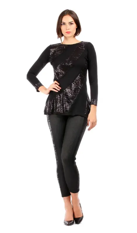 S'Quise Paris: Silver Fringed &amp; Flared Tunic