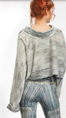 IPNG: Destructive Denim &amp; Knit Illusion Grand Familia Crop Top