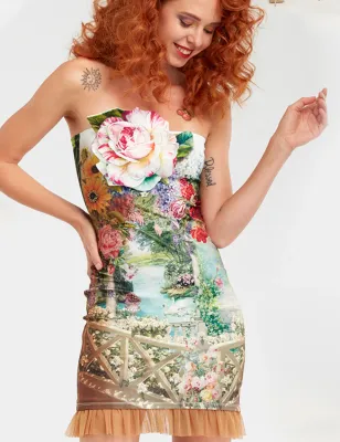 IPNG: In Paradiso Cherry Carnation 3D Illusion Mini Dress/Tunic