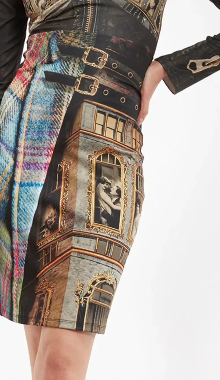 IPNG: Biker Chic Let It Snow Plaid Zip Illusion Skirt