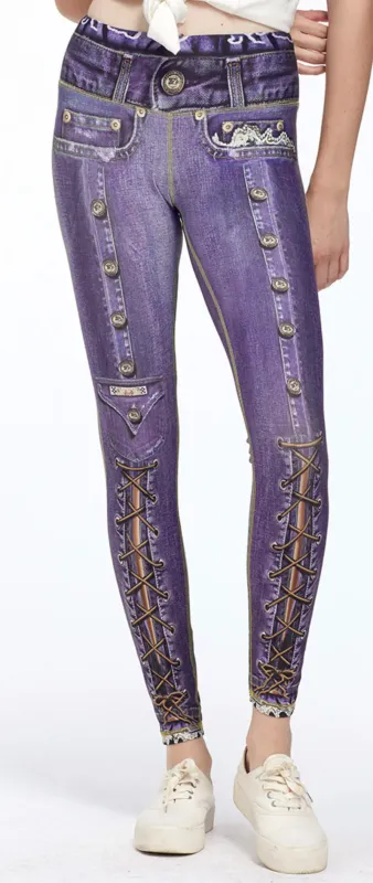 IPNG: Love Me Criss Cross Denim Illusion Legging