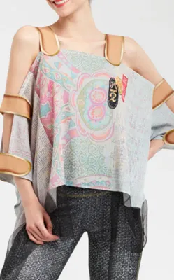 IPNG: Royal Summer Stamp Illusion Shawl Blouse