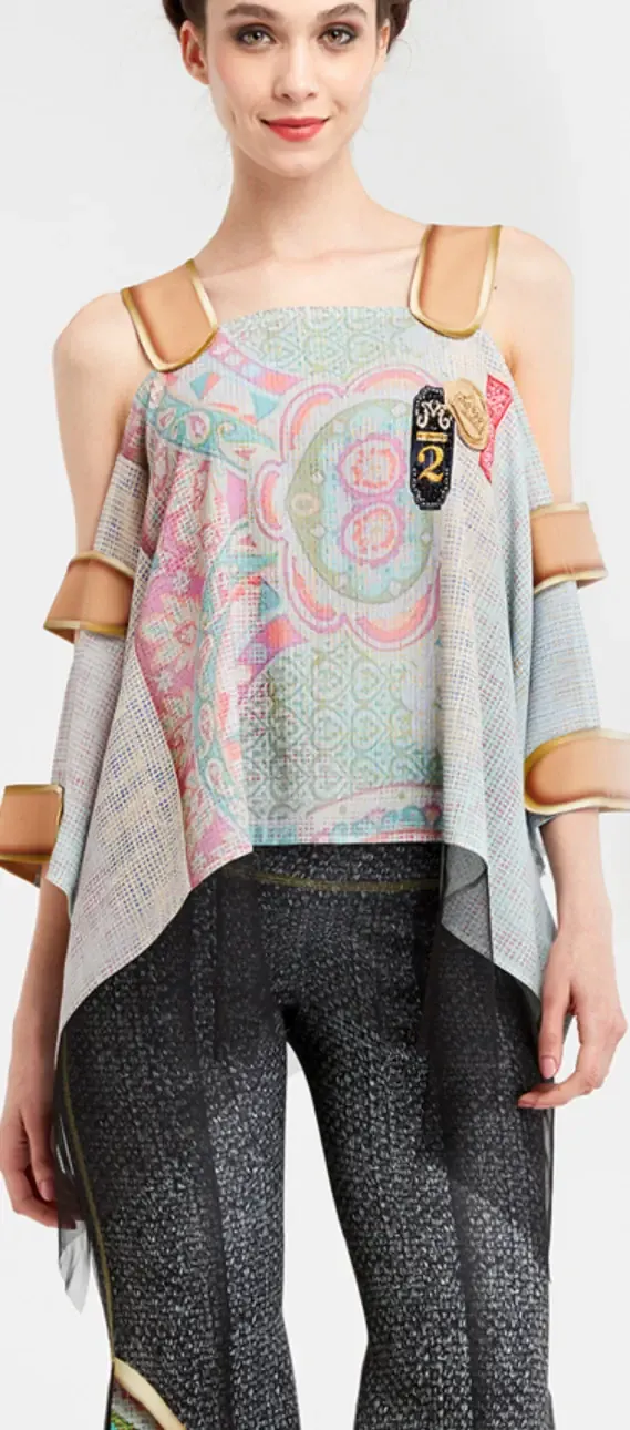 IPNG: Royal Summer Stamp Illusion Shawl Blouse