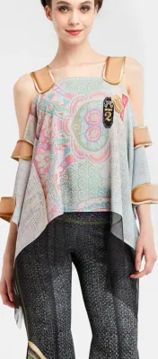 IPNG: Royal Summer Stamp Illusion Shawl Blouse