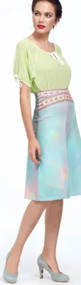 IPNG: Iridescent Pink Mint Lokoometric Illusion Short/Midi Skirt