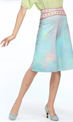 IPNG: Iridescent Pink Mint Lokoometric Illusion Short/Midi Skirt