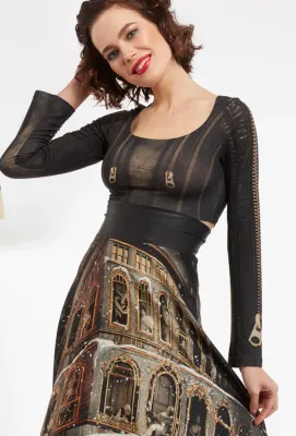 IPNG: Biker Chic Zip Illusions Crop Top (Some Ship Immed!)