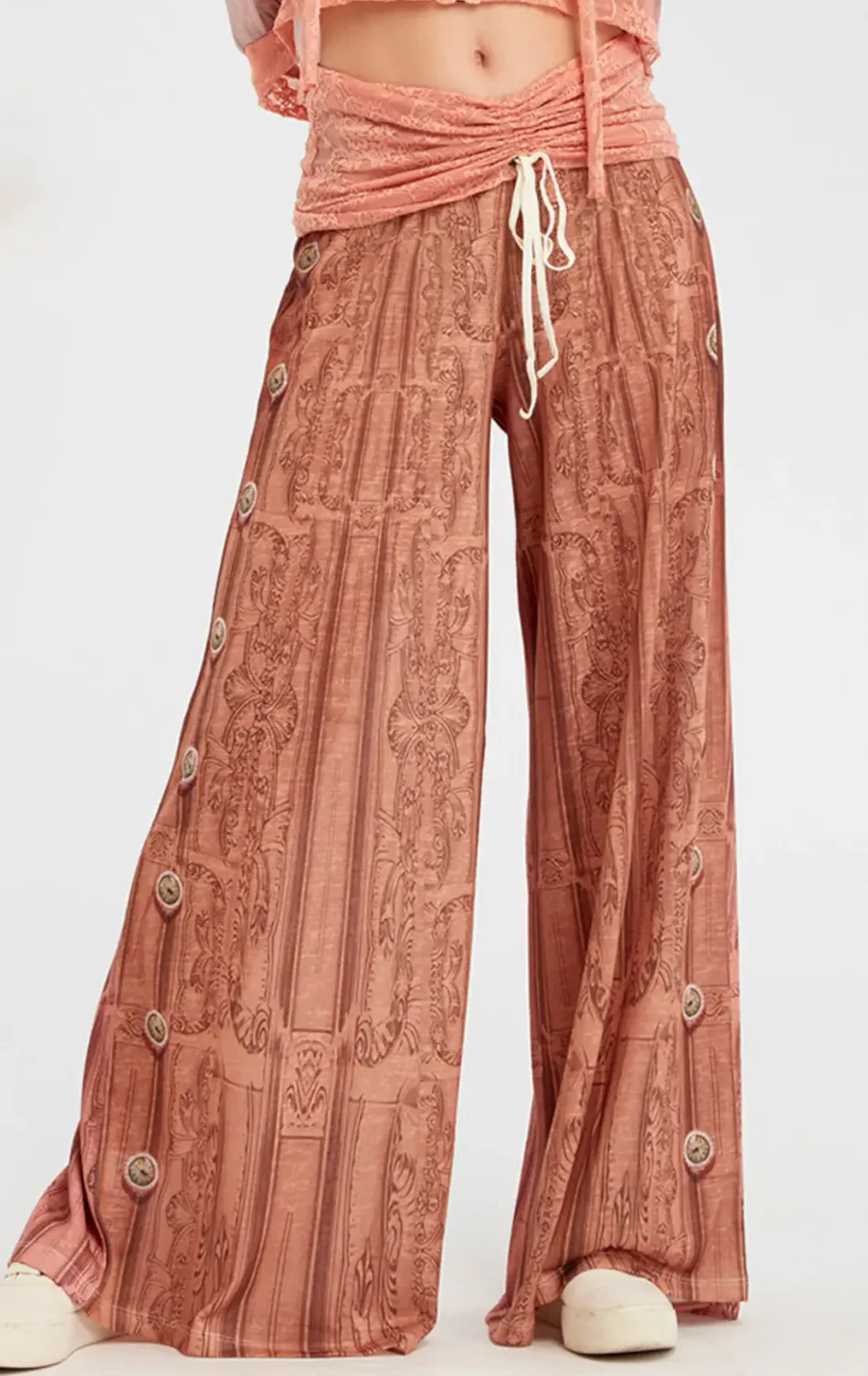 IPNG: Inna Me Royal Rose Clocks Illusion Comfort Drape Pants