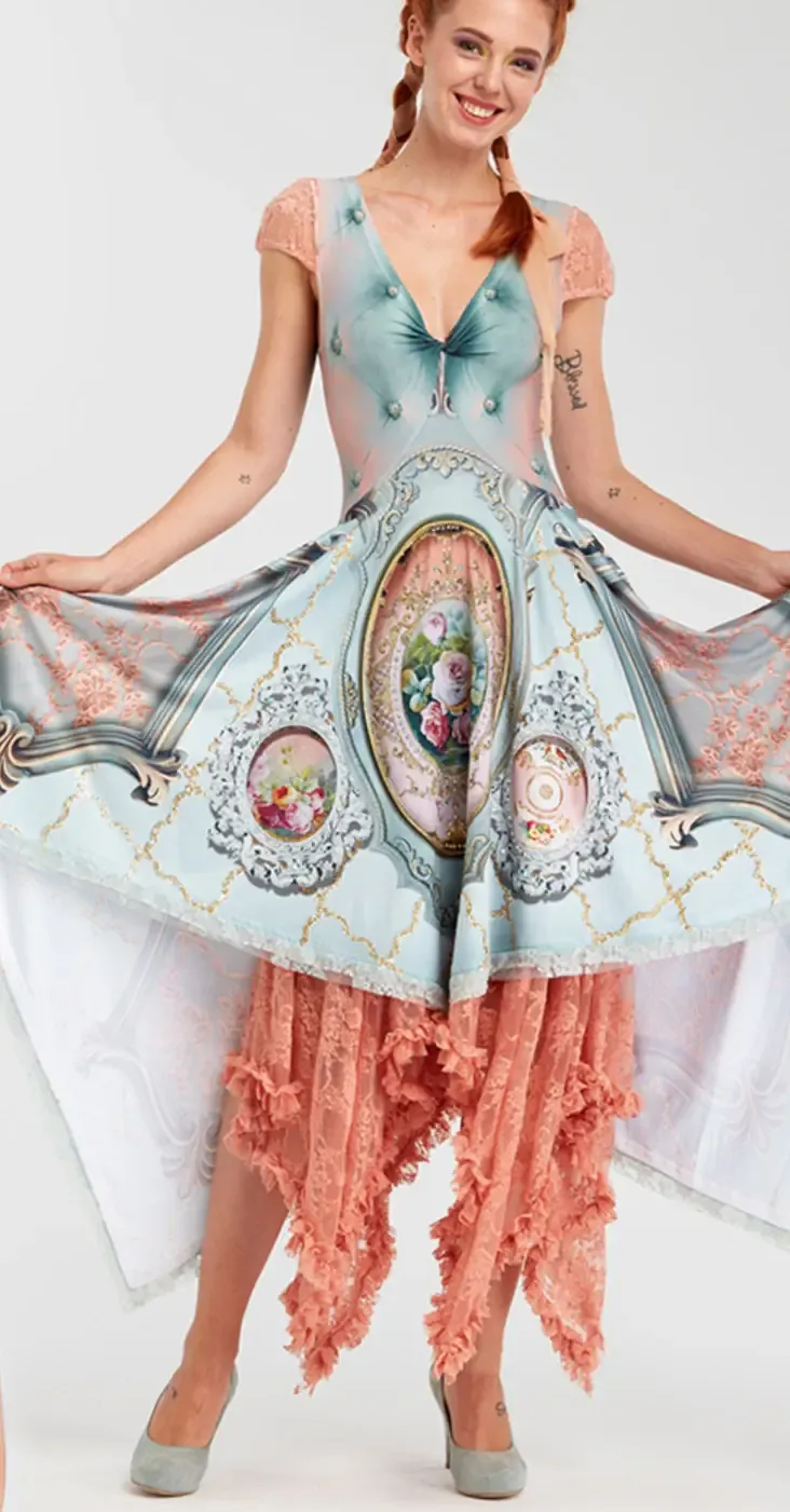 IPNG: Inna Me Rose Reflection Illusion Four Corners Dress