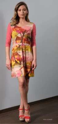 Paul Brial: Pink Forest Canvas Pull Tie High Waist Midi Dress