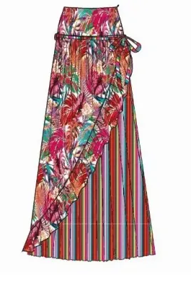 Paul Brial: Jungle Of Pink Purple Blooms Maxi Skirt