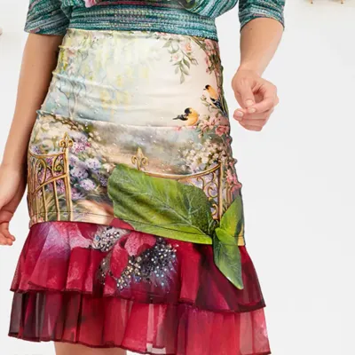 IPNG: Cherry Carnation Lace 3D Illusion Fit &amp; Flare Mini Skirt